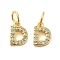 Brass Micro Pave Cubic Zirconia Pendants, Cadmium Free & Nickel Free & Lead Free, with Jump Ring, Letter D, 8.5x6x1.5mm, Hole: 3.6mm