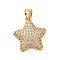 Brass Micro Pave Cubic Zirconia Pendants, Cadmium Free & Lead Free, Star, Golden, 18x16x4mm, Hole: 4x3.5mm
