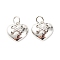 Brass Micro Pave Clear Cubic Zirconia Pendants, Cadmium Free & Lead Free, Heart, Platinum, 13x13x4mm, Hole: 3.5mm