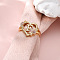 Heart with Flower Hollow Out Brass Finger Rings, Golden & Rose Gold, Letter F, Inner Diameter: 17mm