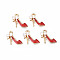 Rack Plating Alloy Enamel Charms, Free & Nickel Free & Lead Free, High Heels with White Bowknot, FireBrick, 12.5x14x4mm, Hole: 1.6mm