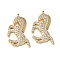 Brass Micro Pave Cubic Zirconia Pendants, Horse Charms, Rack Plating, Long-Lasting Plated, Cadmium Free & Lead Free, Real 18K Gold Plated, 22x14x3mm, Hole: 1.3mm
