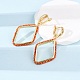 Серьги-кольца из латуни с кубическим цирконием и ромбами EJEW-L303-02G-4