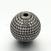 Латунные микро проложить кубический цирконий круглых бусин ZIRC-M039-13B-RS