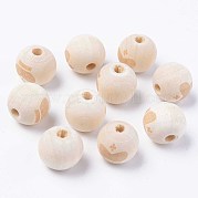 Незаконченная натуральная древесина европейский бисер WOOD-S057-002A