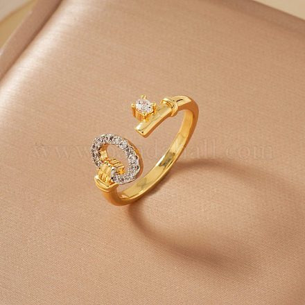 Элегантные геометрические латунные кольца-манжеты с микропаве из кубического циркония для женщин ED4518-1-1