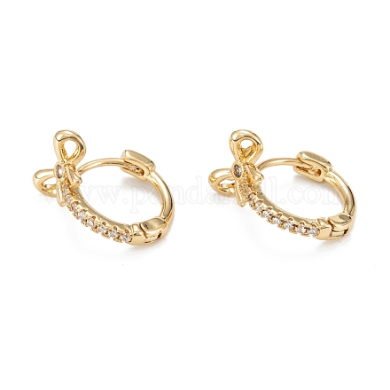 Латунные серьги-кольца из прозрачного кубического циркония EJEW-H126-13G-1