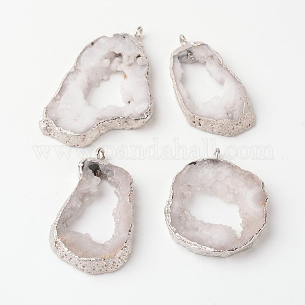 Естественно Geode Агат Druzy ломтик подвески G-L461-04C-1