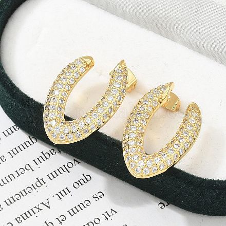 Серьги-гвоздики из латуни с микро-паве из прозрачного кубического циркония для женщин EJEW-C125-21A-G-1