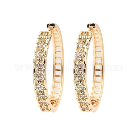 Серьги-кольца из латуни с микропаве из кубического циркония EJEW-D078-48KCG-1