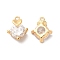 Rack Plating Brass Micro Pave Cubic Zirconia Charms, Long-Lasting Plated, Heart Charm, Golden, 14x11x6mm, Hole: 1.4mm