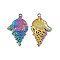 Ion Plating(IP) 304 Stainless Steel Pendants, Wolf Head Charm, Rainbow Color, 38x22x2mm, Hole: 2.5mm