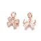 Brass Micro Pave Cubic Zirconia European Dangle Charms, Large Hole Pendants, Bowknot, Clear, Rose Gold, 23mm, Bowknot: 13.5x17x3.5mm, Hole: 5mm