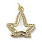 Brass Micro Pave Cubic Zirconia Pendants, Cadmium Free & Lead Free, with Shell, Starfish, Real 18K Gold Plated, 20.5x18.5x3mm, Hole: 3.4mm