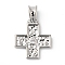 Rack Plating Brass Micro Pave Cubic Zirconia Pendants, Long-Lasting Plated, Lead Free & Cadmium Free, Cross, Platinum, 24x16x5mm, Hole: 5.5x3mm