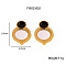 Elegant Stainless Steel White Shell Oval Stud Earrings for Women, Golden, White, 28.1x22.5mm