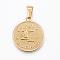 Real 18K Gold Plated 304 Stainless Steel Pendants, Flat Round with Twelve Constellation/Zodiac Sign, Sagittarius, 29x25x3.2mm, Hole: 9x4.5mm