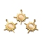 Cat Eye Pendants, with Ion Plating(IP) 304 Stainless Steel Findings, Sun Charm, Golden, 21x19x3.5mm, Hole: 1.4mm