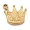 304 Stainless Steel Pendants, Real 18K Gold Plated, Crown, 15.5x13.5x2mm, Hole: 1.8mm