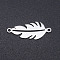 Non-Tarnish 201 Stainless Steel Links connectors, Feather, Stainless Steel Color, 23x9x1mm, Hole: 1.4mm