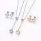 304 Stainless Steel Jewelry Sets, Stud Earrings and Pendant Necklaces, with Rhinestone and Cubic Zirconia, Rhombus, Mixed Color, 18.11 inch(46cm), 12x12x4mm, pin: 0.8mm