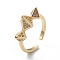 Rack Plating Brass Micro Pave Cubic Zirconia Rings, Long-Lasting Plated, Cadmium Free & Lead Free, Punk Style Pyramid Stud Rings, Cuff Ring for Women, Real 18K Gold Plated, 2~7.5mm, Inner Diameter: 16mm