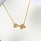 Heart Initial Brass Micro Pave Clear Cubic Zirconia Pendant Necklaces, Golden, Letter X, 16.14 inch(41cm)