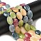 Natural Dyed Malaysia Jade Beads Strands, Flat Oval Shape, Mixed Color, 18~18.5x12~13x4.5~5mm, Hole: 1mm, about 22pcs/strand, 15.75''(40cm)