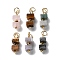 Natural Gemstone Cuboid Beaded Pendants, with 304 Stainless Steel Loops, Golden, 17~17.5x5.5~6x5.5~6mm, Hole: 3.5mm
