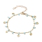 Brass Vortex Charm Bracelets, with Glass Beads and Curb Chains, Light Sky Blue, Golden, 7-7/8 inch(20cm)