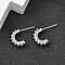 C-Shaped Brass Stud Earrings, Real Platinum Plated, 15x21x5mm