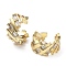 Rack Plating Brass Micro Pave Cubic Zirconia Cuff Earring, Cadmium Free & Lead Free, Real 18K Gold Plated, 13.5x13.5x7mm