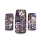 Natural Regalite/Imperial Jasper/Sea Sediment Jasper Pendants, with Iron, Rectangle, Indigo, 35~50x15~20x6~7mm, Hole: 1mm, 3pcs/set