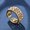 Brass Micro Pave Clear Cubic Zirconia Cuff Rings, Cadmium Free & Lead Free, with ABS Plastic Pearl, Flower, Real 18K Gold Plated, 8.5mm
