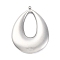 304 Stainless Steel Pendants, Teardrop Charm, Anti-Tarnish, Stainless Steel Color, 43.5x31.5x6mm, Hole: 1.8mm