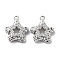 Rack Plating Brass Micro Pave Cubic Zirconia Pendants, Cadmium Free & Nickel Free & Lead Free, Star Charm, Real Platinum Plated, 14x12x3mm, Hole: 1.2mm