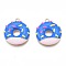 Brass Enamel Pendants, Nickel Free, Golden, Doughnut, Dodger Blue, 17x15.5x3mm, Hole: 1.2mm