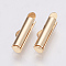 Brass Slide On End Clasp Tubes, Slider End Caps, Light Gold, 6x16x4mm, Hole: 1x3mm, Inner Diameter: 3mm
