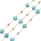 Ion Plating(IP) 304 Stainless Steel Satellite Chains, with Natural Amazonite Star Beaded, Unwelded, with Spool, Golden, 4x4x2mm