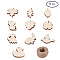 Wood Pendants and Jute Twine, for Jewelry Making, Floral White, 5pcs/kind, 50pcs/set