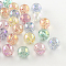 Round AB Color Transparent Acrylic Beads, with Colorful Glitter Powder, Mixed Color, 12mm, Hole: 1.8~2mm, about 520pcs/500g