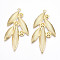 Rack Plating Iron Big Pendants, Leaf, Cadmium Free & Nickel Free & Lead Free, Golden, 62~63.5x33x2.6mm, Hole: 1.8mm