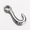 Tarnish Resistant 304 Stainless Steel Pendants, Hook, Stainless Steel Color, 34x15.5x3.5mm, Hole: 5mm