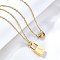 304 Stainless Steel Rolo Chain Pendant Necklaces, Padlock Necklaces for Women Men, Locks with Letter, Letter A, 17.64 inch(44.8cm)