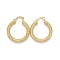 Rack Plating Brass Hoop Earrings, Textured, Long-Lasting Plated, Lead Free & Cadmium Free, Round Ring, Real 18K Gold Plated, 34~34.5x29.5x4mm, Pin: 0.6x1.2mm