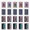 32Pcs 4 Colors Printed Alloy Pendants, Cassette Tape, Platinum, Mixed Color, 25.5x14.5x2.5mm, Hole: 1.6mm, 8pcs/color