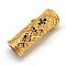Rack Plating Brass Micro Pave Cubic Zirconia Beads, Long-Lasting Plated, Cadmium Free & Lead Free, Curved Tube Beads, Curved Tube Noodle Beads, Large Hole Beads, Golden, 28.5x8.5~10mm, Hole: 6.5mm