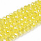 Electroplate Glass Beads Strands, AB Color Plated, Faceted, Rondelle, Champagne Yellow, 4x3mm, Hole: 0.4mm, about 110~115pcs/strand, 39~40cm