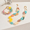 Bohemian Vacation Style Resin Nuggets Beads Bracelets & Necklaces Set for Women, Brass Jewelry Sets, Colorful