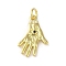 Rack Plating Brass Micro Pave Cubic Zirconia Pendants, Hand, Long-Lasting Plated, Cadmium Free & Lead Free, with Jump Ring, Real 18K Gold Plated, 19x11.5x2mm, Hole: 3mm